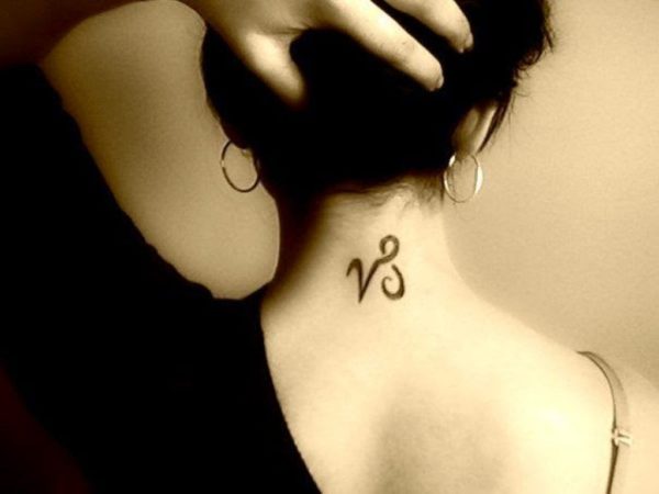 Capricorn Tattoo On Back Neck