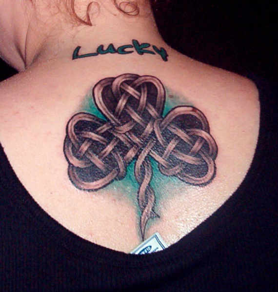 Celtic Shamrock Clover Tattoo On Neck
