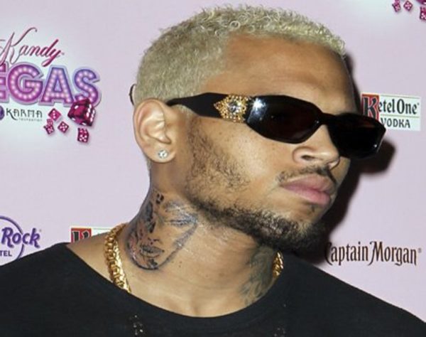 Chris Brown Wolf Neck Tattoo