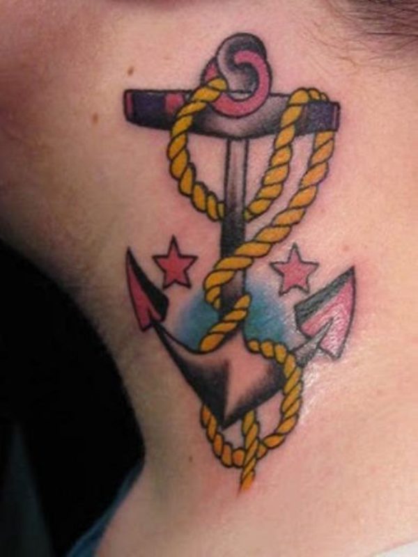 Colored Anchor Tattoo Design