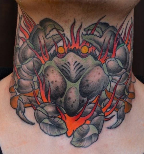 Colored Crab Neck Tattoo