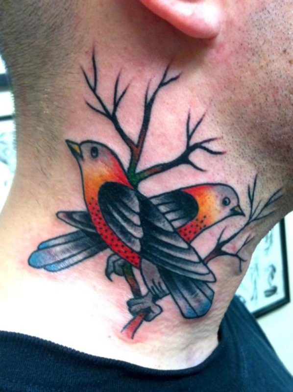Colorful Birds Tattoo