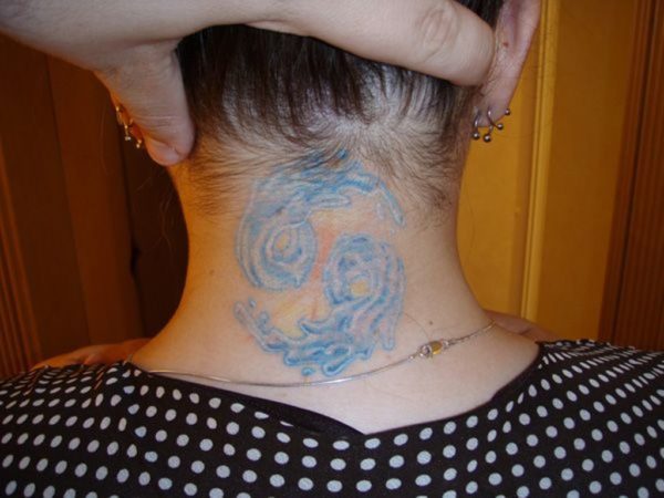 Colorful Cancer Tattoo On Back