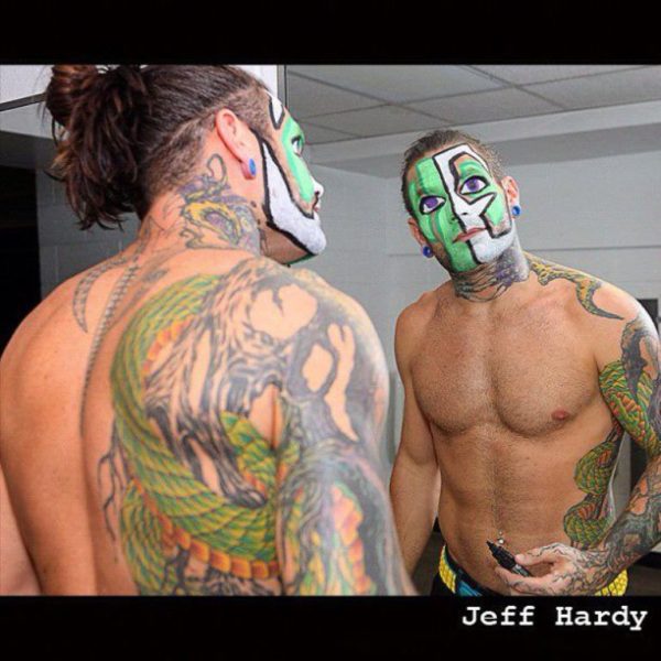 Colorful Jeff Hardy Neck Tattoo
