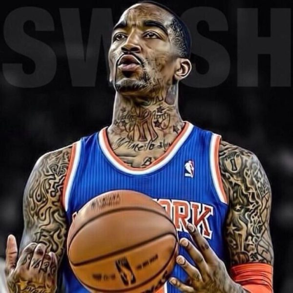 Colorful Jr Smith Neck Tattoo Design