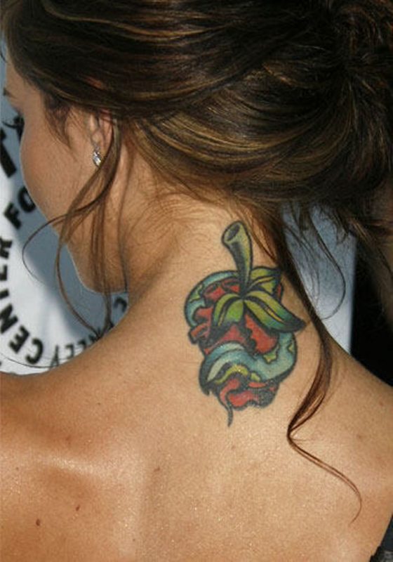 Colorful Neck Tattoo For Women