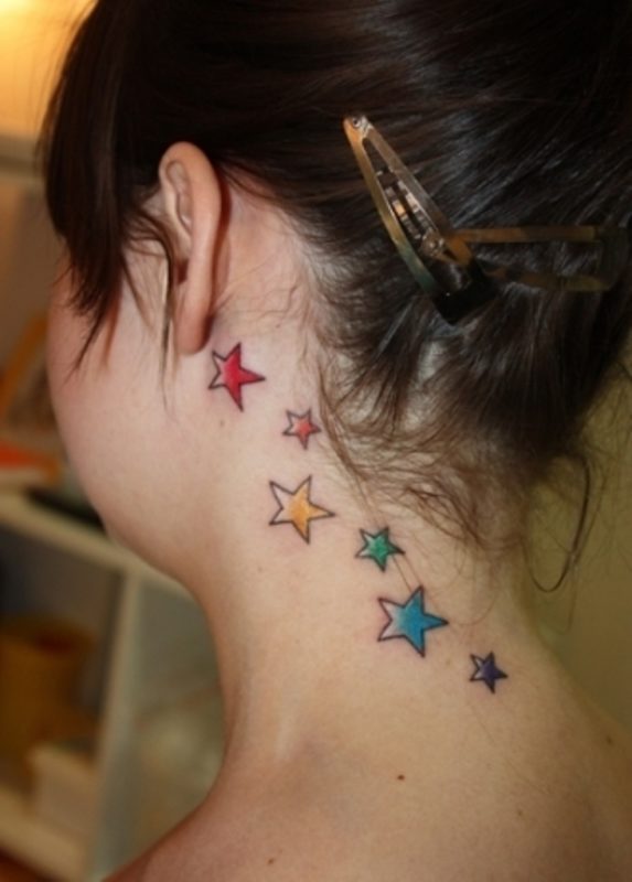 Colorful Stars Tattoo For Women