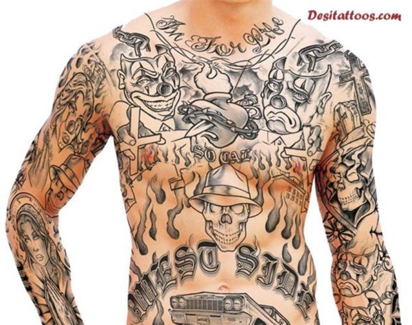 Cool Gangster Neck Tattoo Design