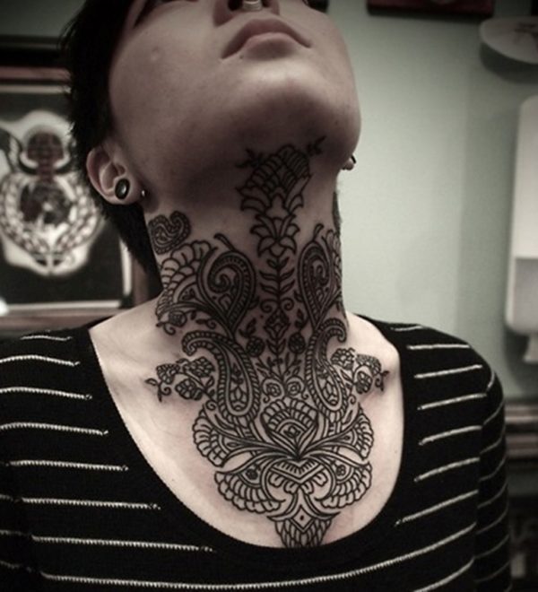 Cool Henna Tattoo On Neck