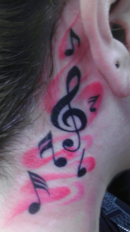Cool Music Neck Tattoo Design