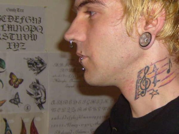 Cool Music Neck Tattoo