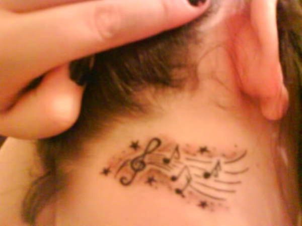Cool Music Tattoo On Neck