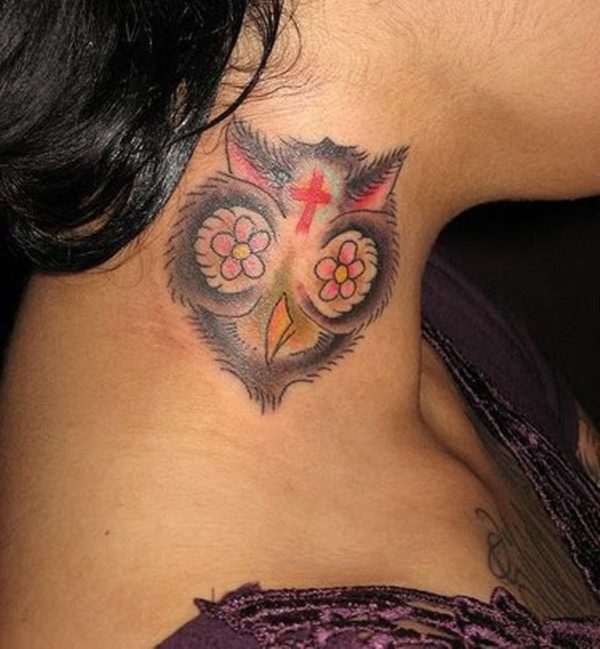Cool Owl Face Tattoo
