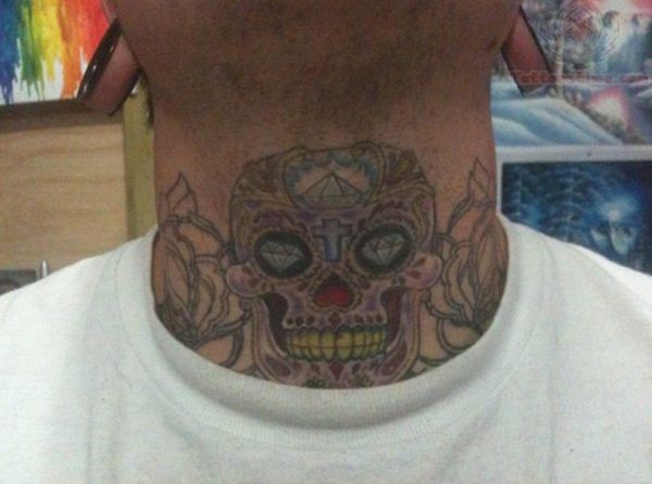 Cool Skull Tattoo On Neck