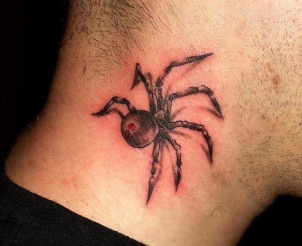 Cool Spider Tattoo On Neck