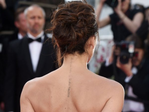 Cool Victoria Beckham Neck Tattoo Design