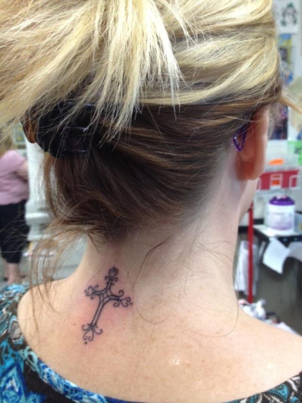 Cross Neck Tattoo Design