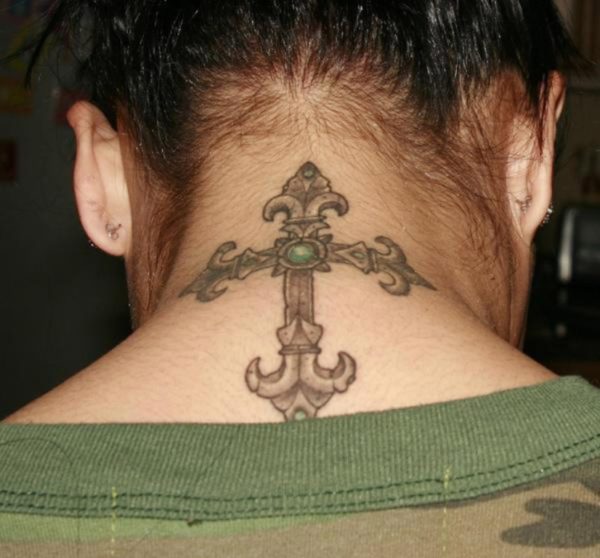 Cross Neck Tattoo