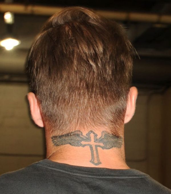 Cross Tattoo On Neck Back