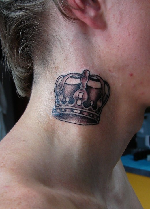 Crown Tattoo On Neck