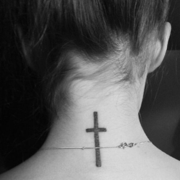 Cute Cross Neck Tattoo