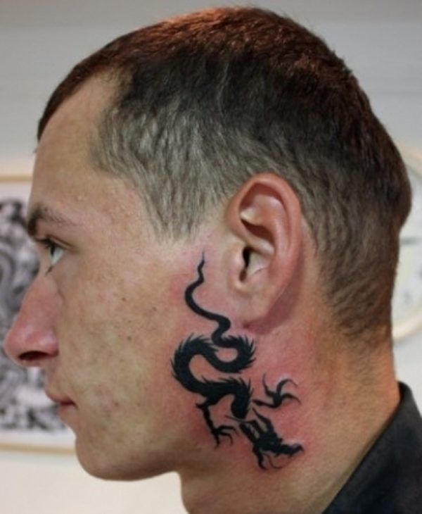Cute Dragon Neck Tattoo