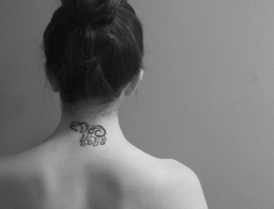 Cute Elephant Tattoo On Neck