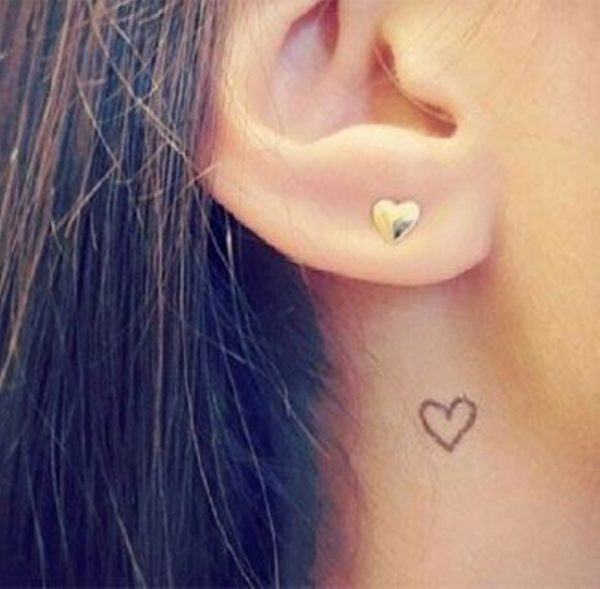 Cute Heart Tattoo On Neck