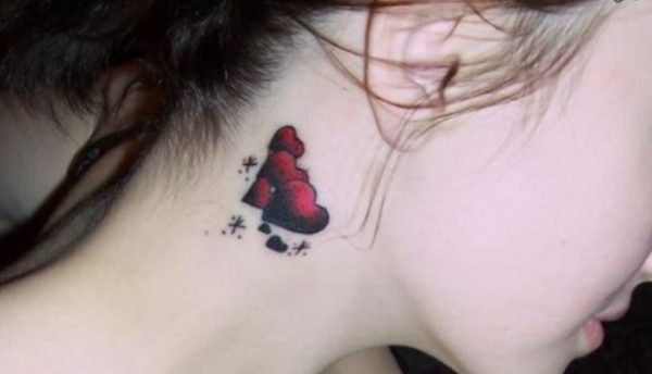 Cute Hearts Neck Tattoo