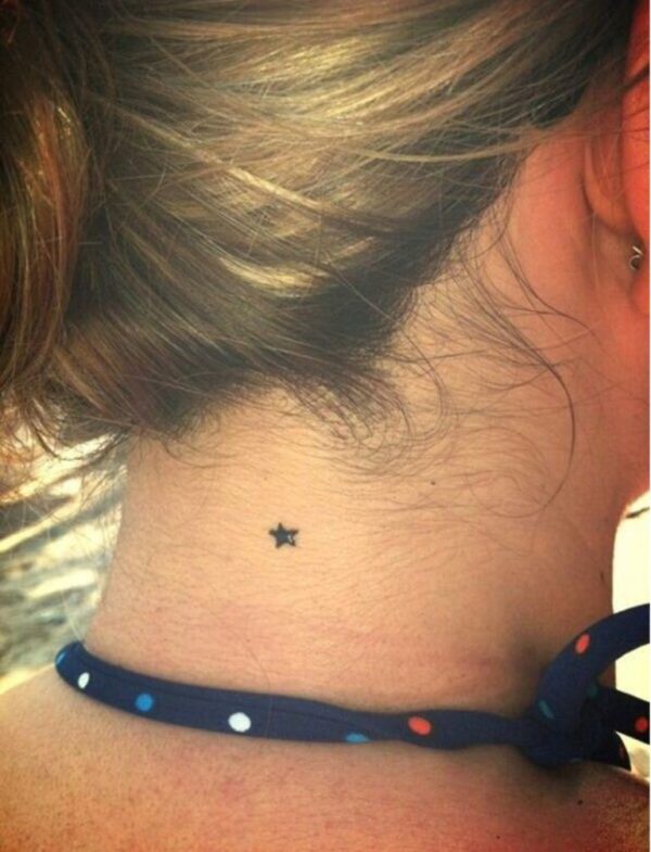 Cute Little Star Tattoo On Neck