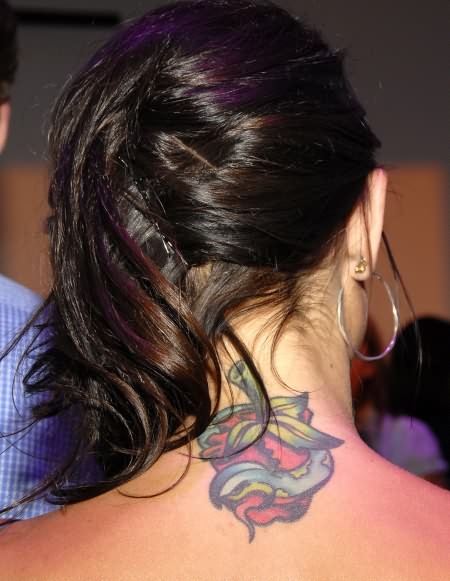 Cute Lotus Neck Tattoo