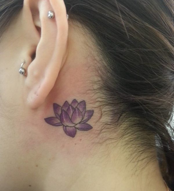 Cute Lotus Neck Tatttoo 