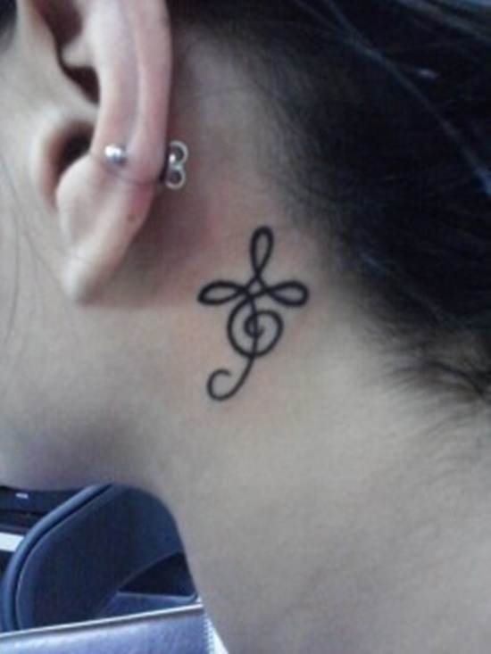 Cute Neck Tattoo Behind Ear