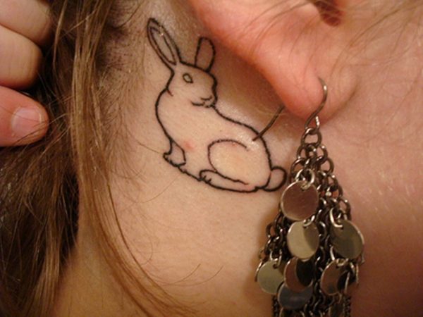 Cute Rabbit Neck Tattoo