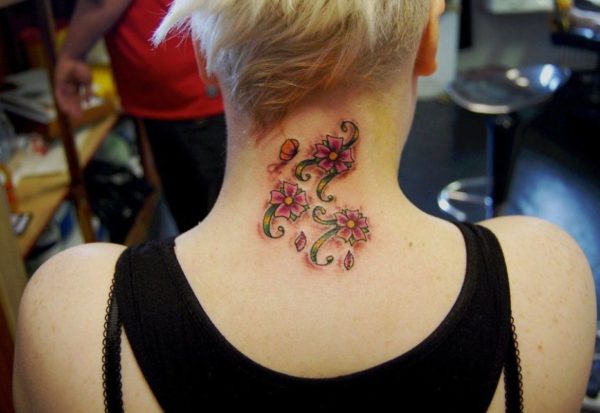 Cute Small Butterfly Neck Tattoo