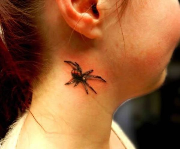 Cute Spider Tattoo On Neck