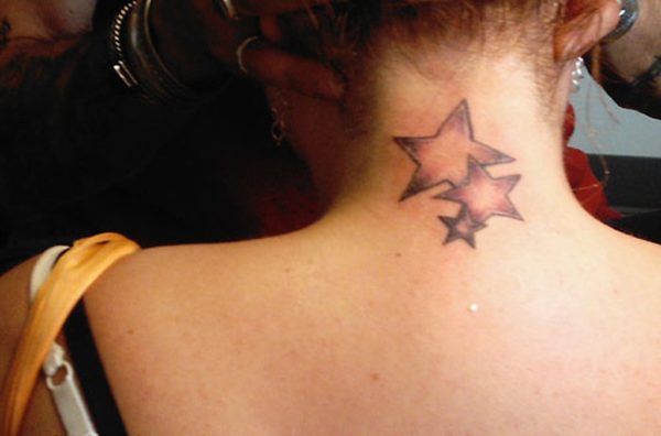 Cute Stars Neck Tattoo