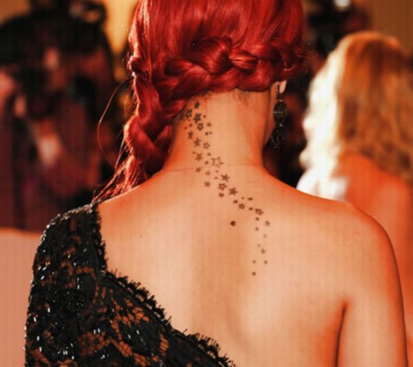 Cute Stars Tattoo On Neck Back