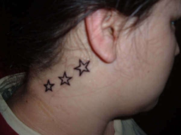 Cute Three Stars Tattoo On Neck