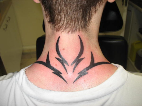 Cute Tribal Tattoo On Neck