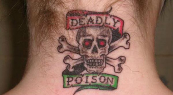 Deadly Skull Tattoo On Neck
