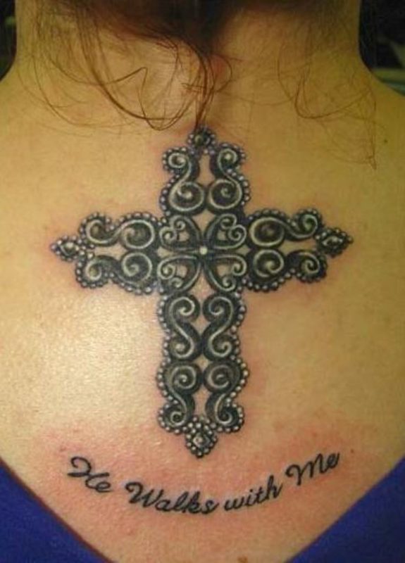 Designer Cross Neck Tattoo