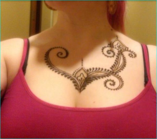 Designer Henna Tattoo On Neck