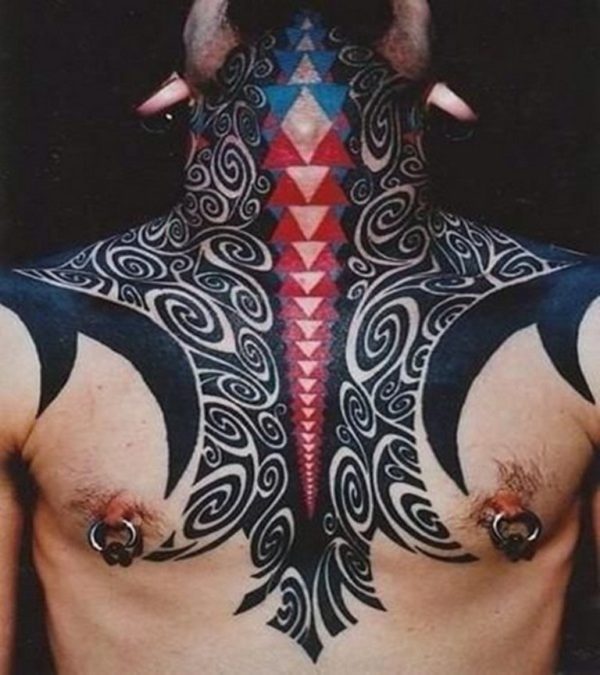 Designer Japanese Tattoo On Neck