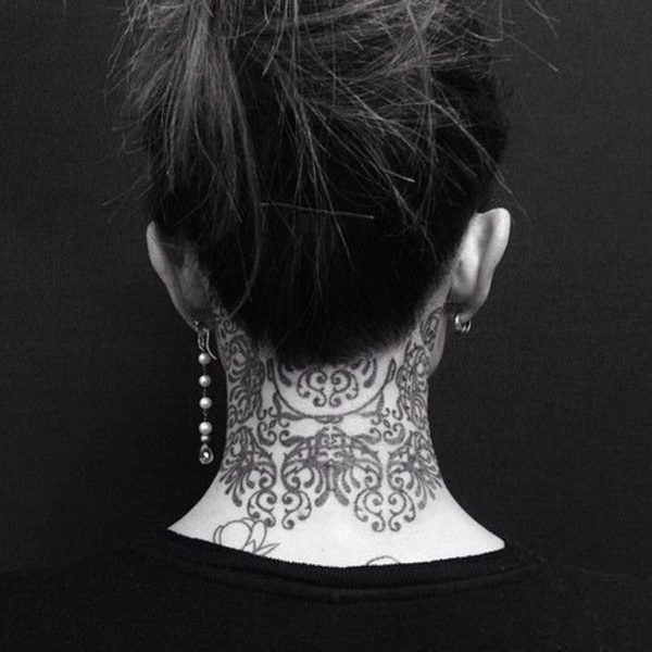 Designer Mandala Neck Tattoo