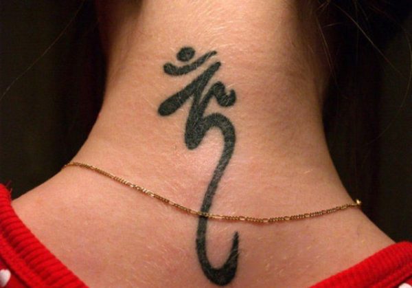 Designer Om Tattoo On Neck