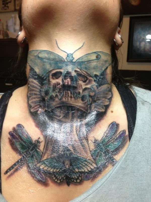 Designer Skull And Butterfly Tattoo