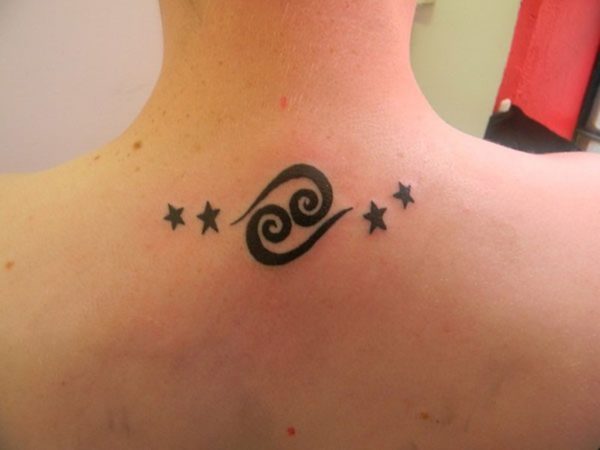 Designer Star Tattoo On Neck