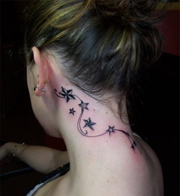 Designer Stars Neck Tattoo