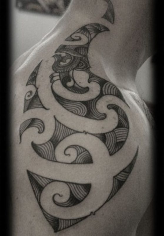 Designer Tribal Tattoo On Neck